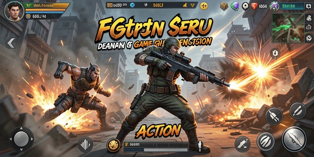 Tampilan antarmuka game Action 666J yang menarik dan dinamis.