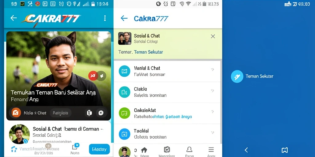 Screenshot antarmuka CAKRA777 menampilkan fitur Teman Sekitar.