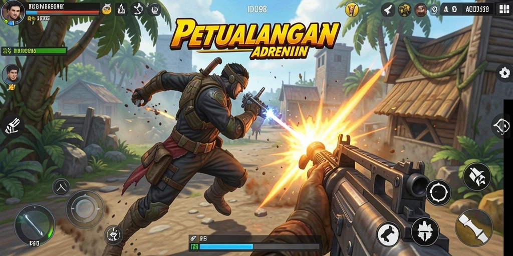 Screenshot ID098 menunjukkan aksi pertarungan yang intens dan grafis menakjubkan.