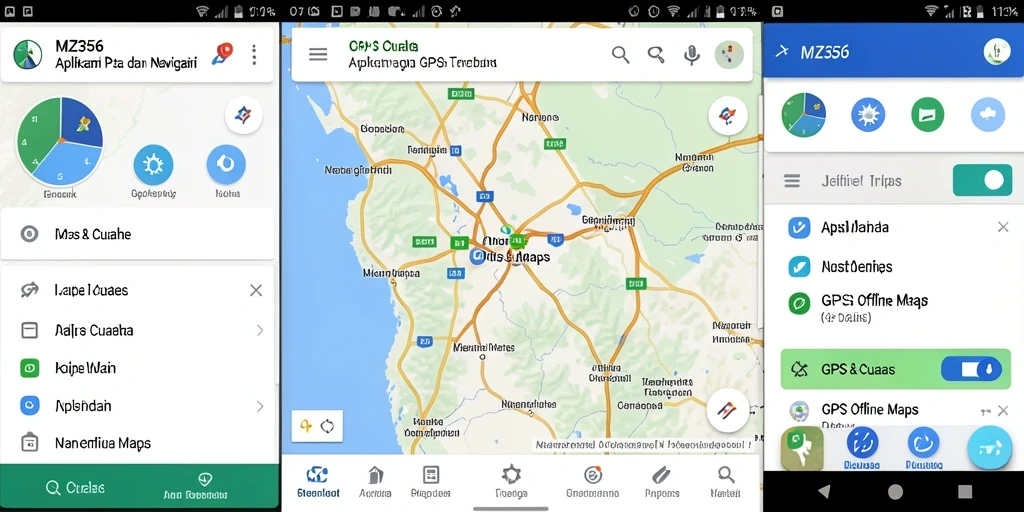 Antarmuka MZ356 yang sederhana dan informatif untuk pemetaan offline.