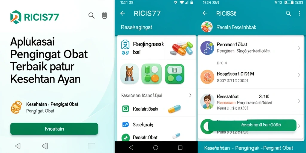 Tampilan antarmuka pengguna RICIS77 untuk pengingat obat.