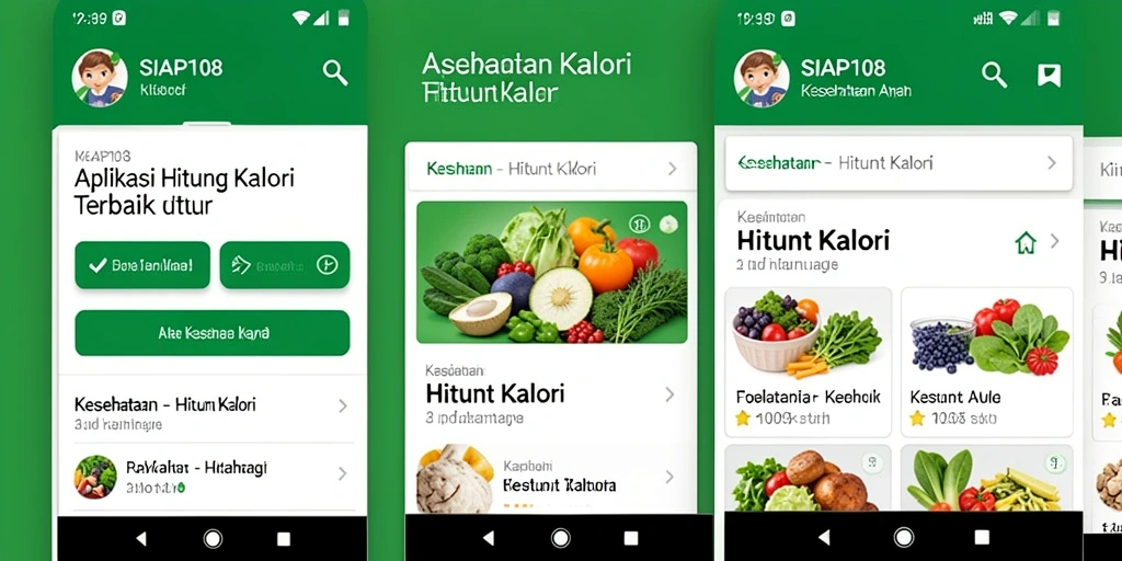 Tampilan antarmuka aplikasi SIAP108 yang menarik untuk menghitung kalori.